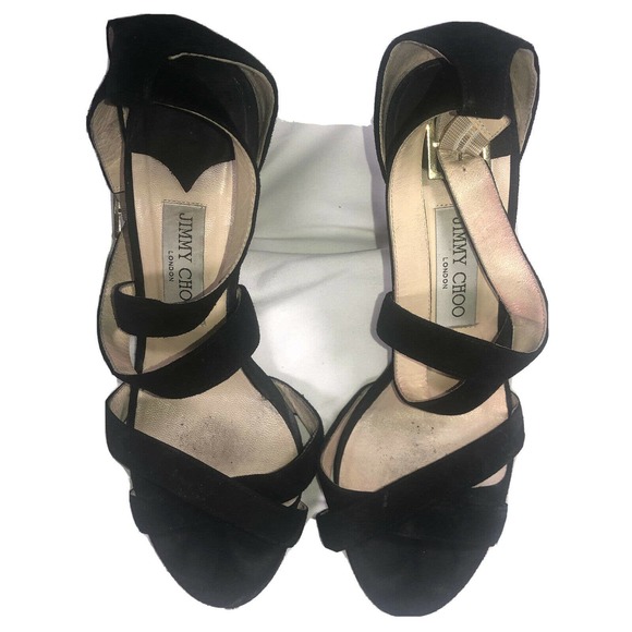 Jimmy Choo Lottie‎ Black Heels Open Toe Size 39.5 - Picture 1 of 10